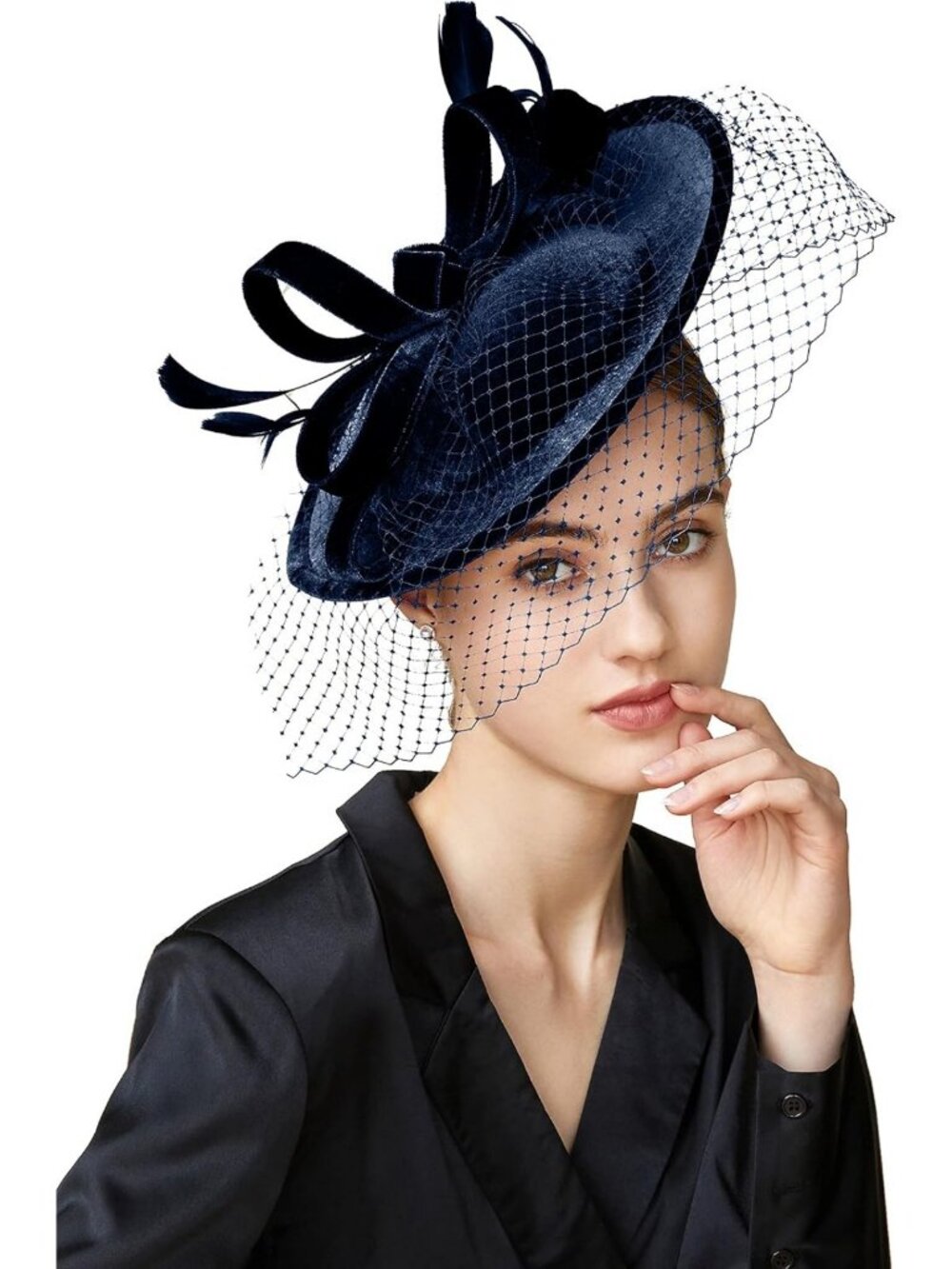 Elegant Velvet Tea Party Fascinator Hat with Veil | Chic Derby Accessory for